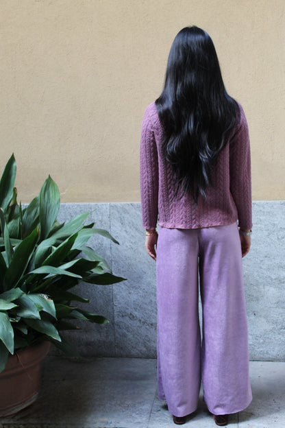 Pantapalazzo velluto a coste lilla
