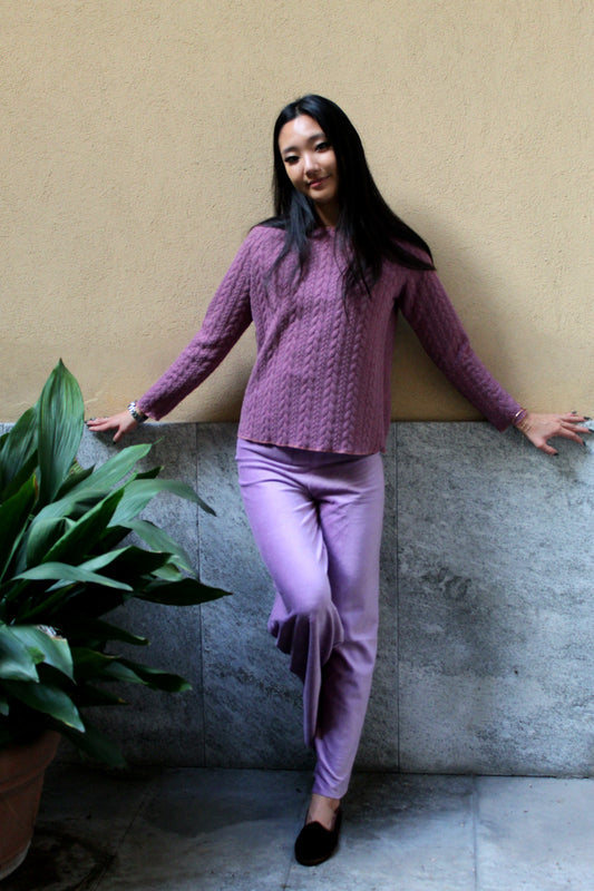 Pantapalazzo velluto a coste lilla