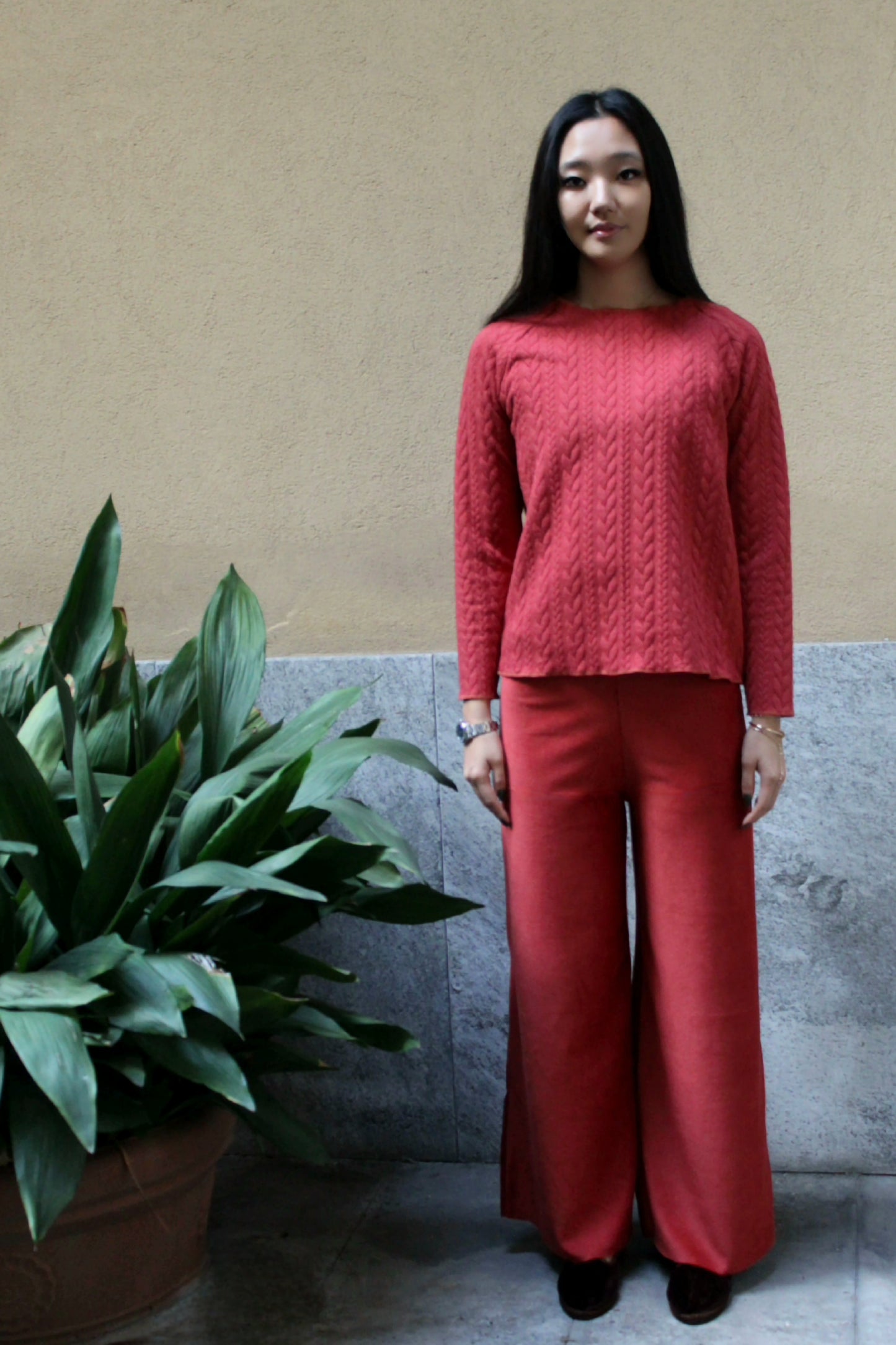 Pantapalazzo velluto a coste ruggine