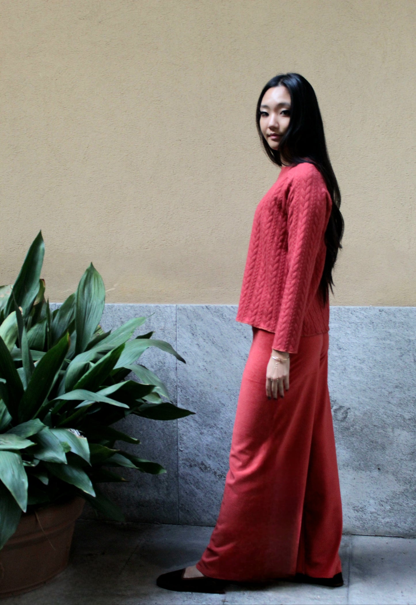 Pantapalazzo velluto a coste ruggine