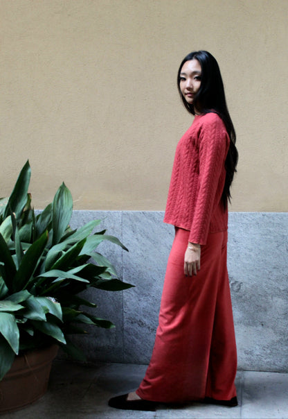 Pantapalazzo velluto a coste ruggine