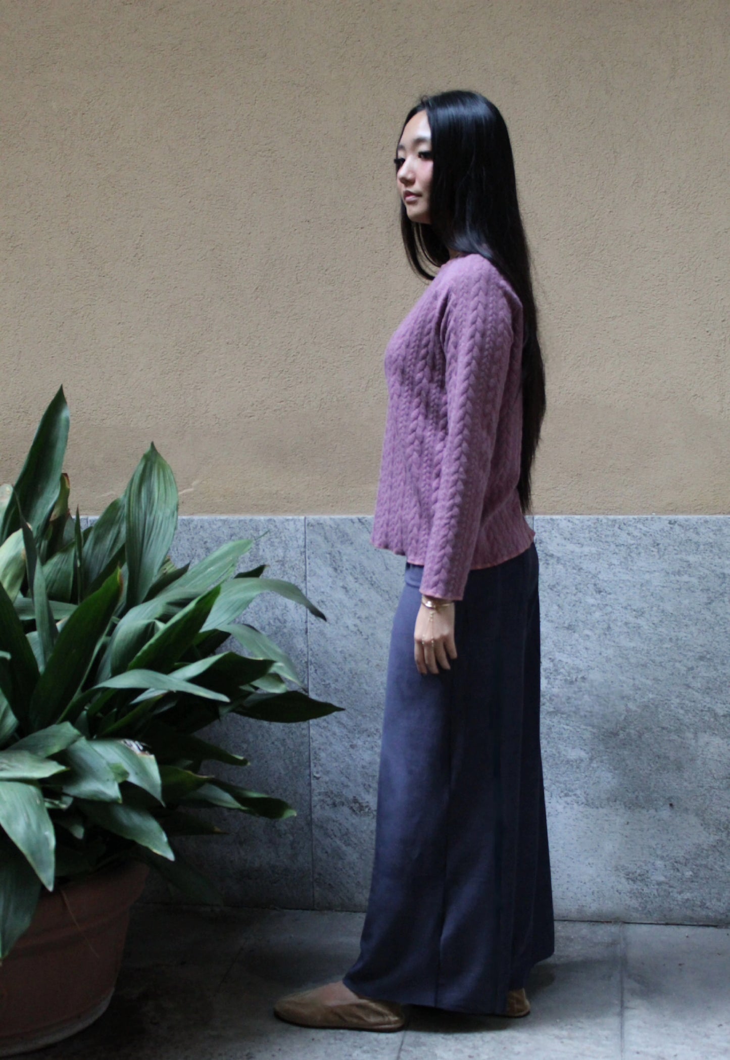 Pantapalazzo velluto a coste blu notte