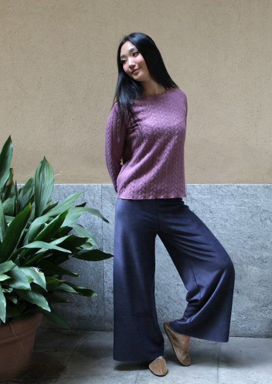 Pantapalazzo velluto a coste blu notte