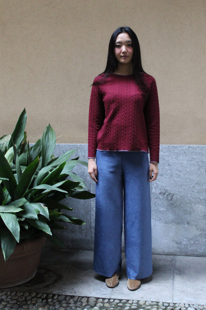 Pantapalazzo velluto a coste azzurro carta da zucchero