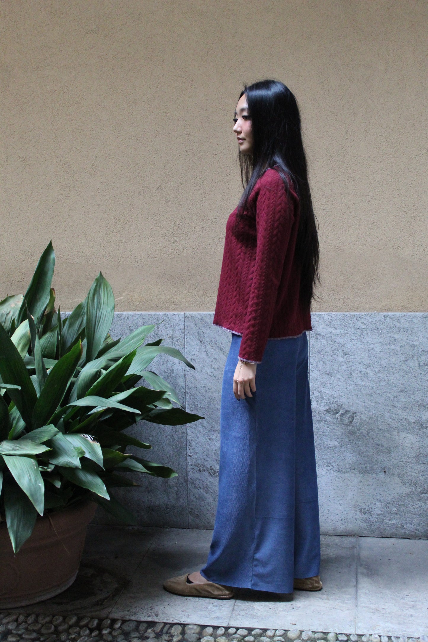 Pantapalazzo velluto a coste azzurro carta da zucchero