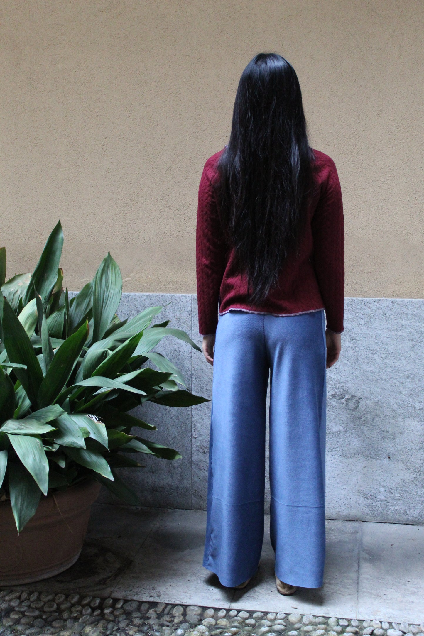 Pantapalazzo velluto a coste azzurro carta da zucchero