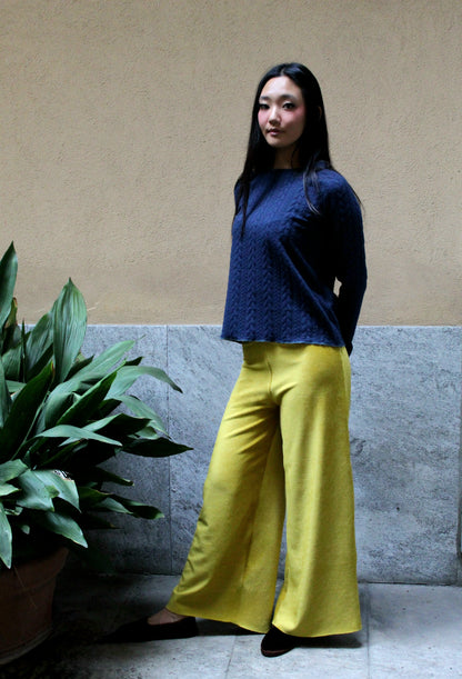 Pantapalazzo velluto a coste giallo