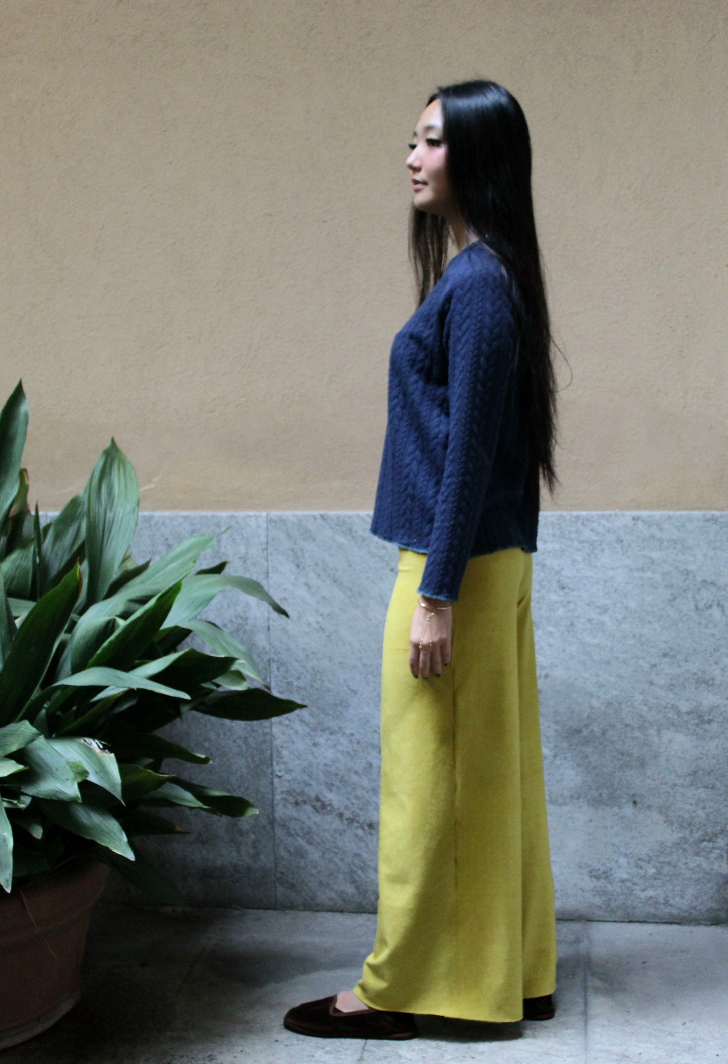 Pantapalazzo velluto a coste giallo