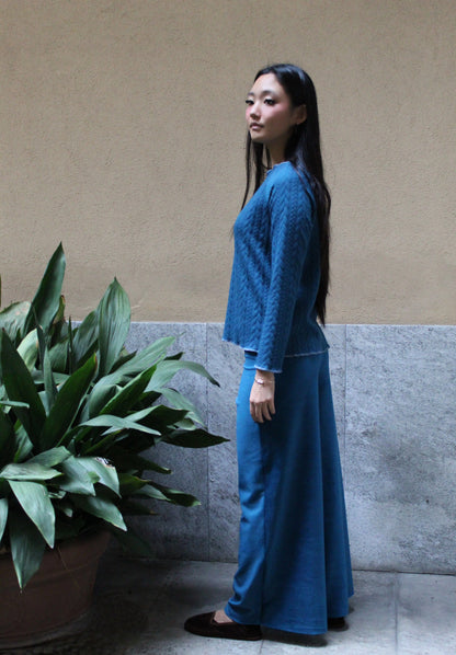 Pantapalazzo velluto a coste ottanio