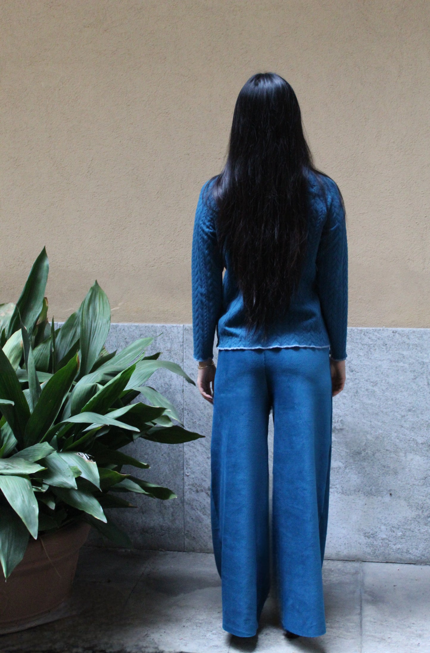 Pantapalazzo velluto a coste ottanio