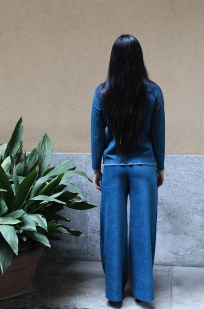 Pantapalazzo velluto a coste ottanio