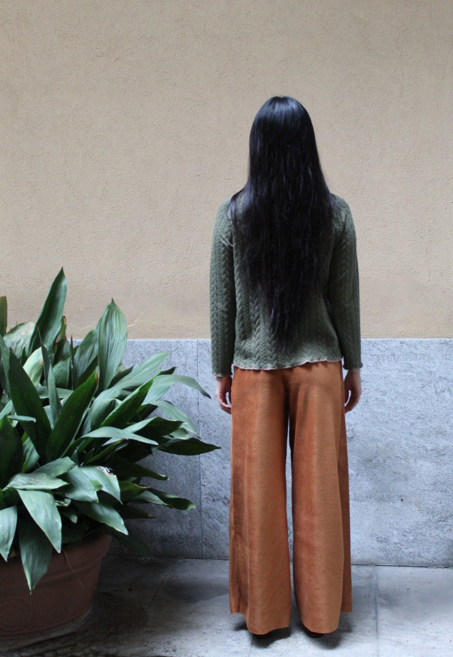 Pantapalazzo velluto a coste tabacco