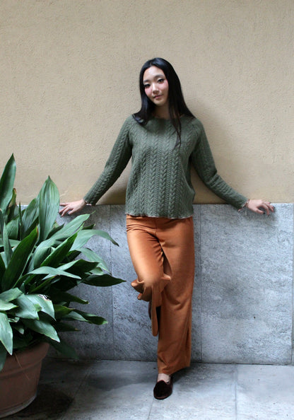 Pantapalazzo velluto a coste tabacco