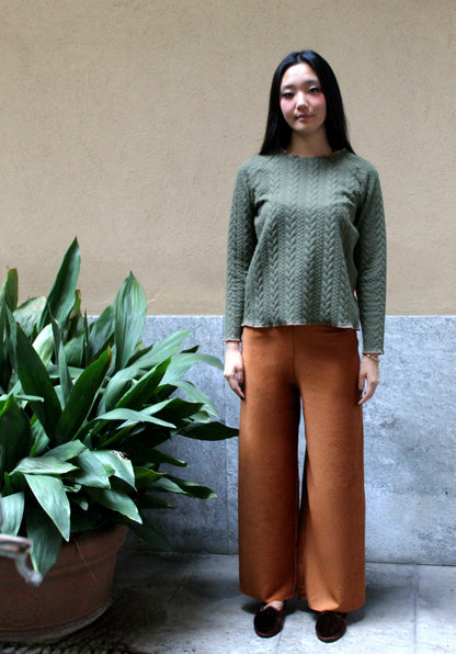 Pantapalazzo velluto a coste tabacco