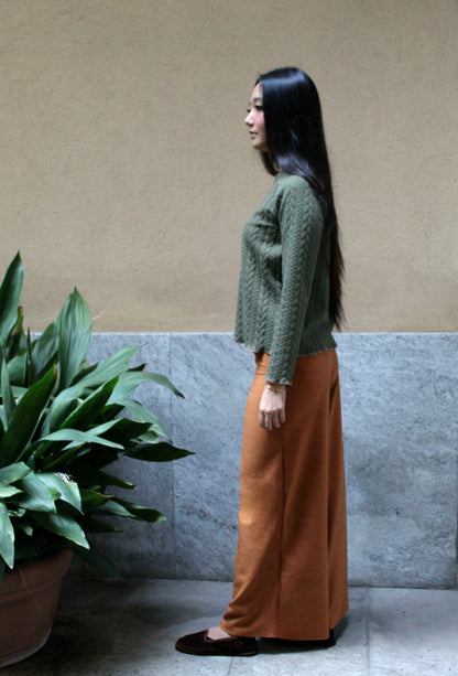 Pantapalazzo velluto a coste tabacco