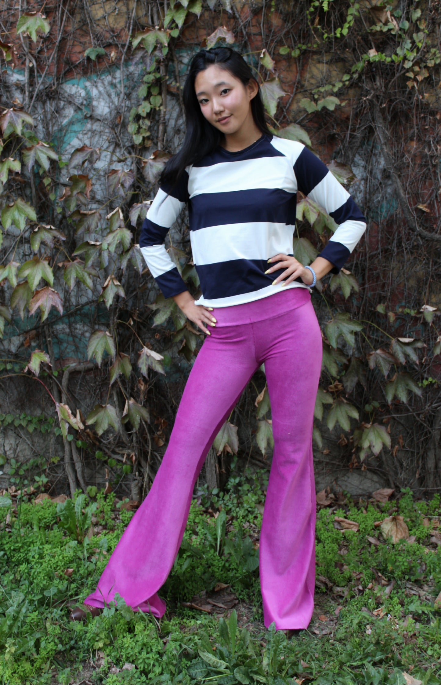 Pantazampa velluto a coste fuxia