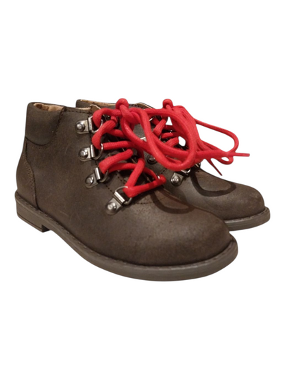 Polacchini nabuk marroni lacci rossi