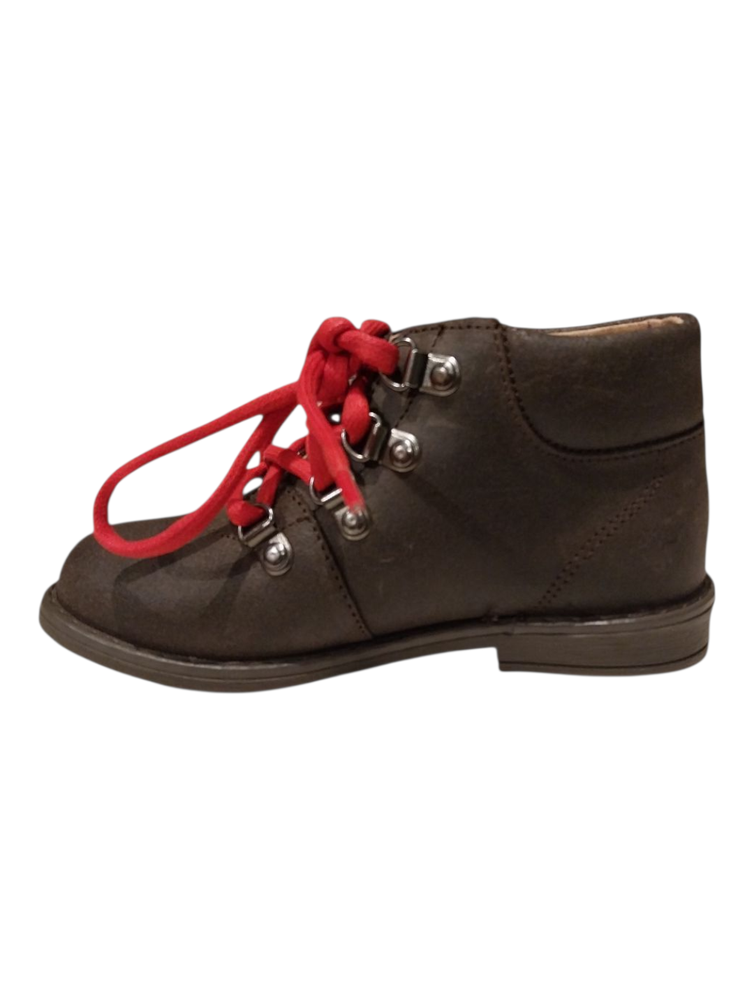 Polacchini nabuk marroni lacci rossi