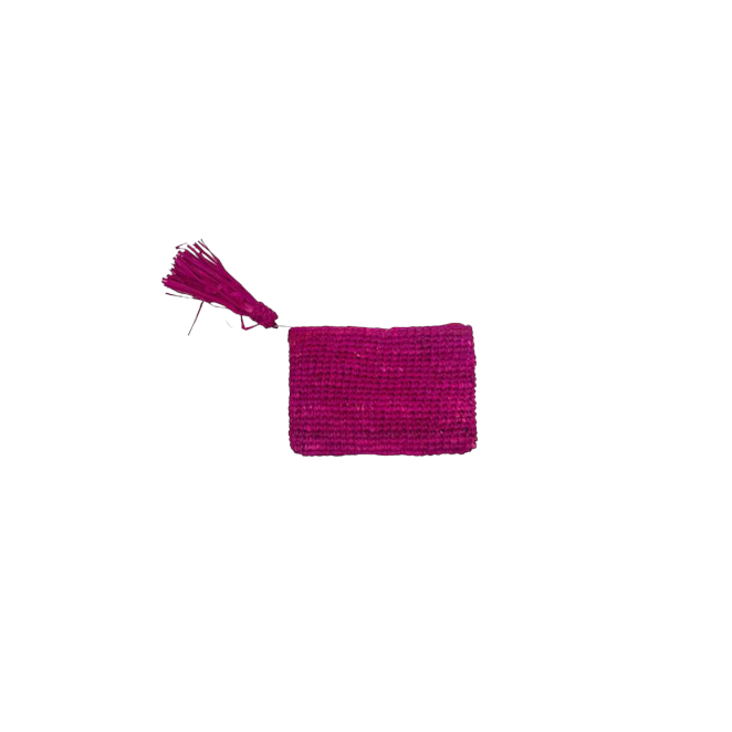 Portamonete in raffia fucsia