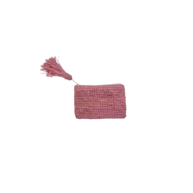 Portamonete in raffia rosa