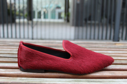 Slippers effetto cavallino bordeaux