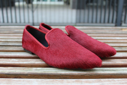Slippers effetto cavallino bordeaux