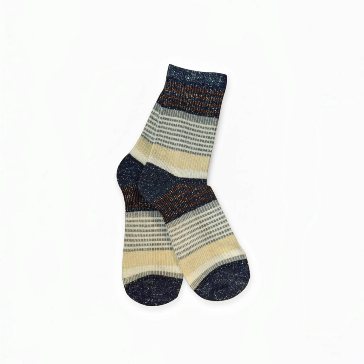 Calze corte righe glitter blu
