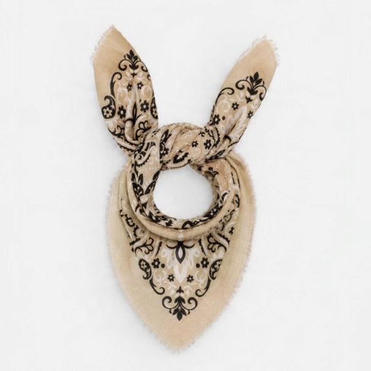 Sciarpa Bandana Lana e Seta Beige