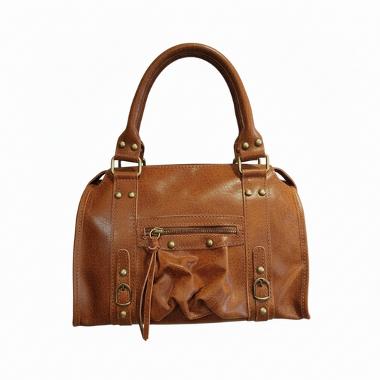 Borsa Media Bag pelle graffiata bruciato