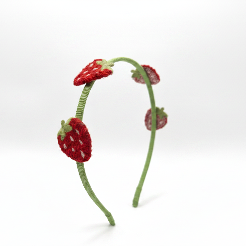 Cerchietto gros grain con fragoline