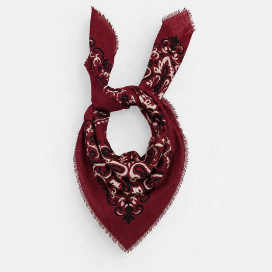 Sciarpa Bandana Lana e Seta bordeaux