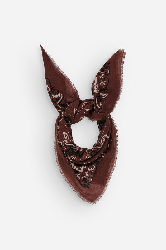 Sciarpa Bandana Lana e Seta Marrone