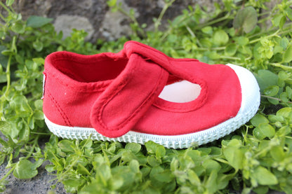 Scarpette Cienta in cotone con strappo rosso
