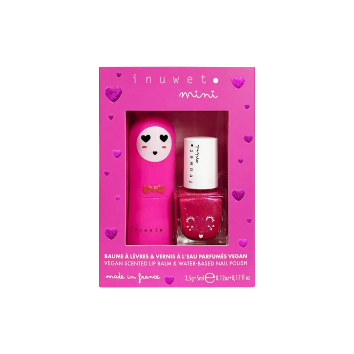 Duo Lip Balm & Nail Polish kids Cuori Fuxia