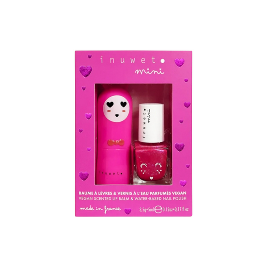 Duo Lip Balm & Nail Polish kids Cuori Fuxia