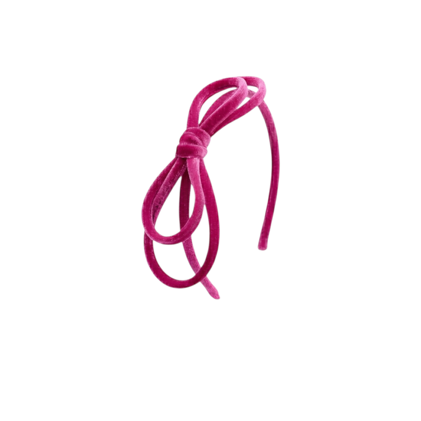 Cerchietto in velluto con fiocco rosa ciclamino