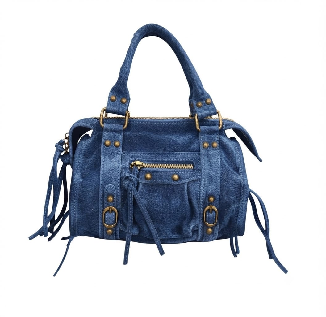 Borsa Mini Bag pelle scamosciata denim