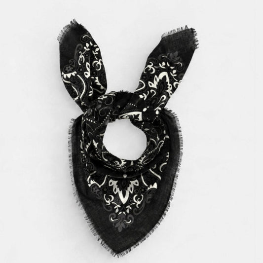 Sciarpa Bandana Lana e Seta Nero