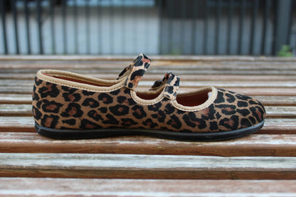 Ballerine in velluto leopardato doppio cinturino
