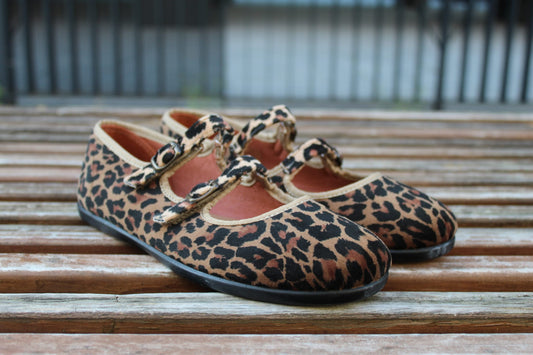Ballerine in velluto leopardato doppio cinturino