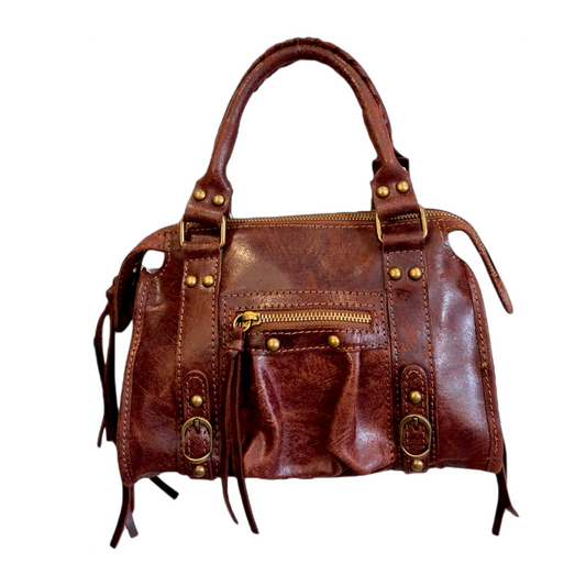 Borsa Mini Bag pelle graffiata mogano