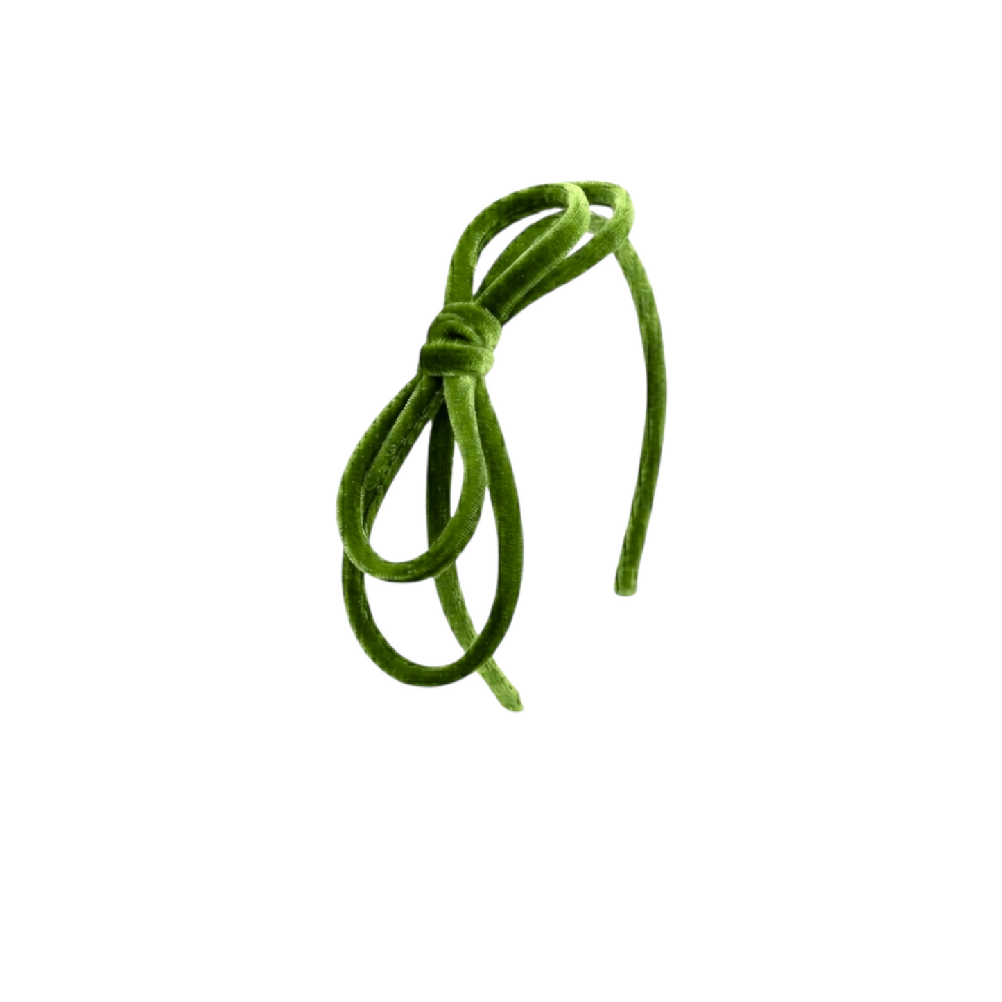 Cerchietto in velluto con fiocco verde prato