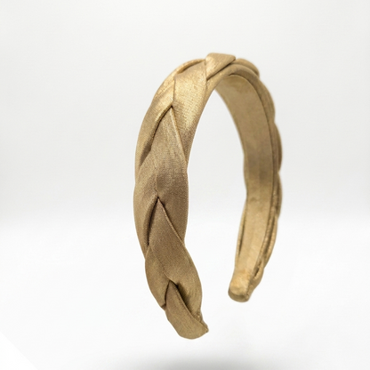 Cerchietto intrecciato in tessuto laminato oro