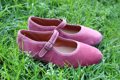Ballerine in velluto rosa antico