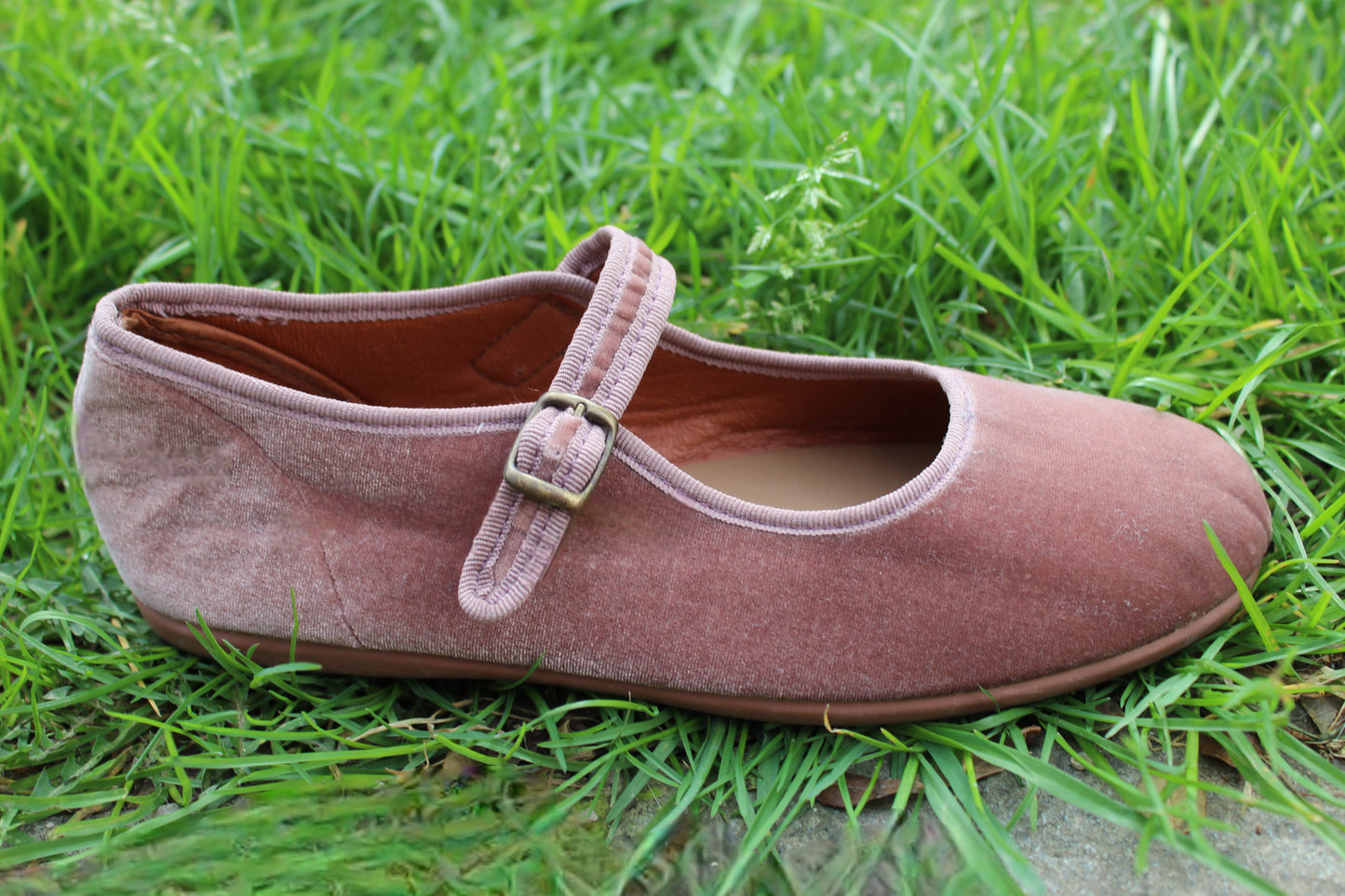 Ballerine in velluto rosa cipria