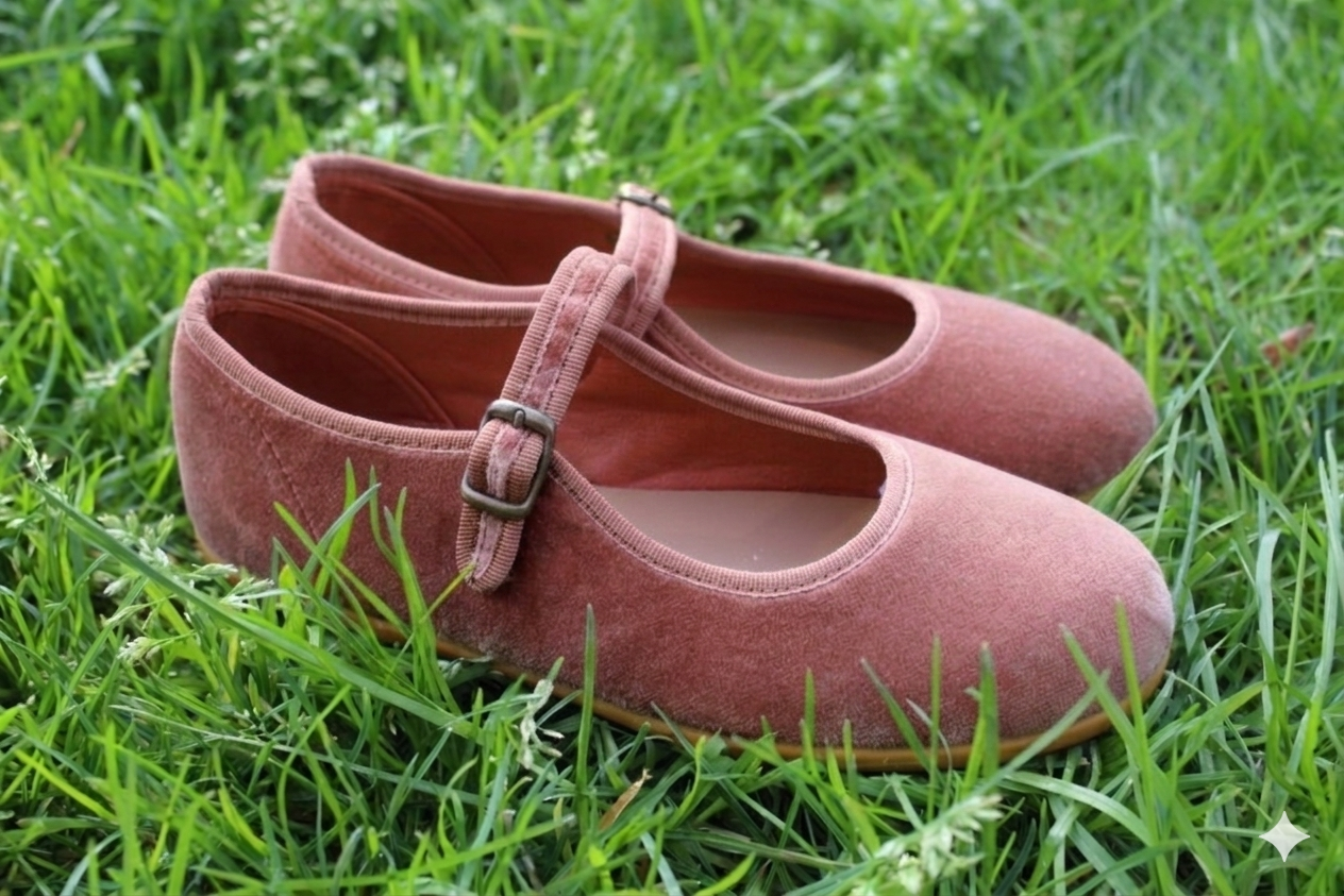 Ballerine in velluto rosa cipria