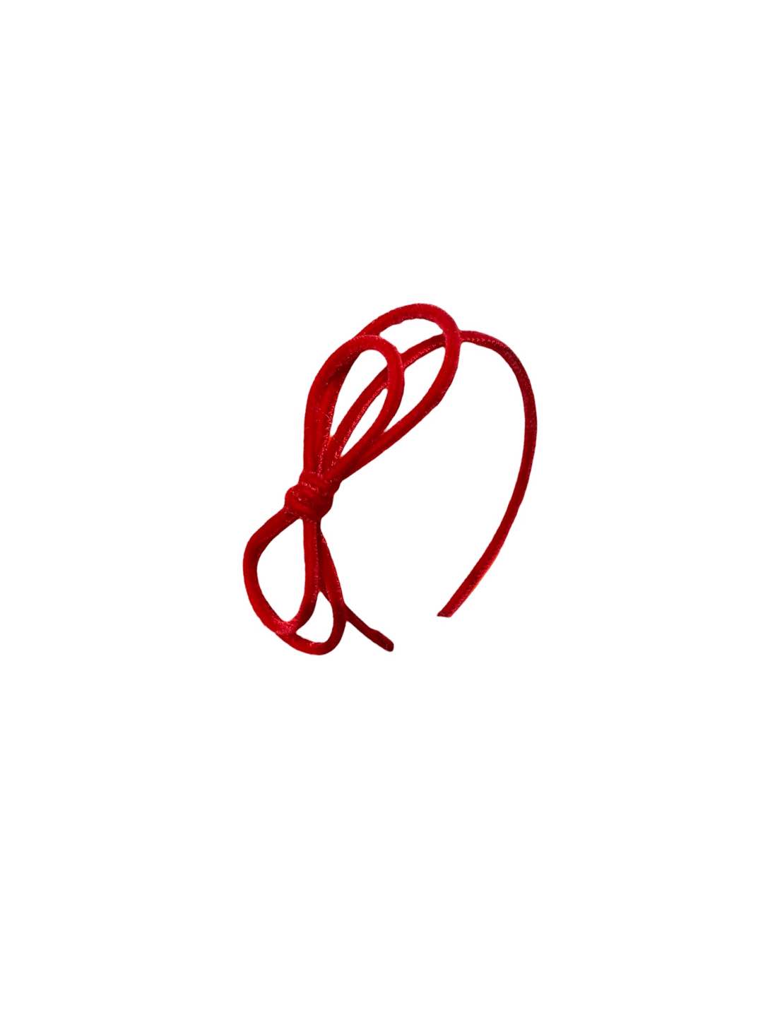 Cerchietto in velluto con fiocco rosso