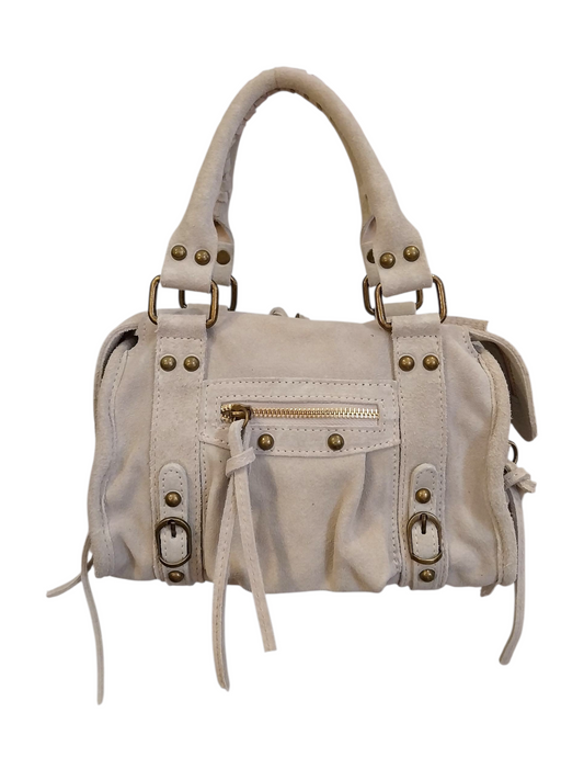 Borsa Mini Bag pelle scamosciata panna