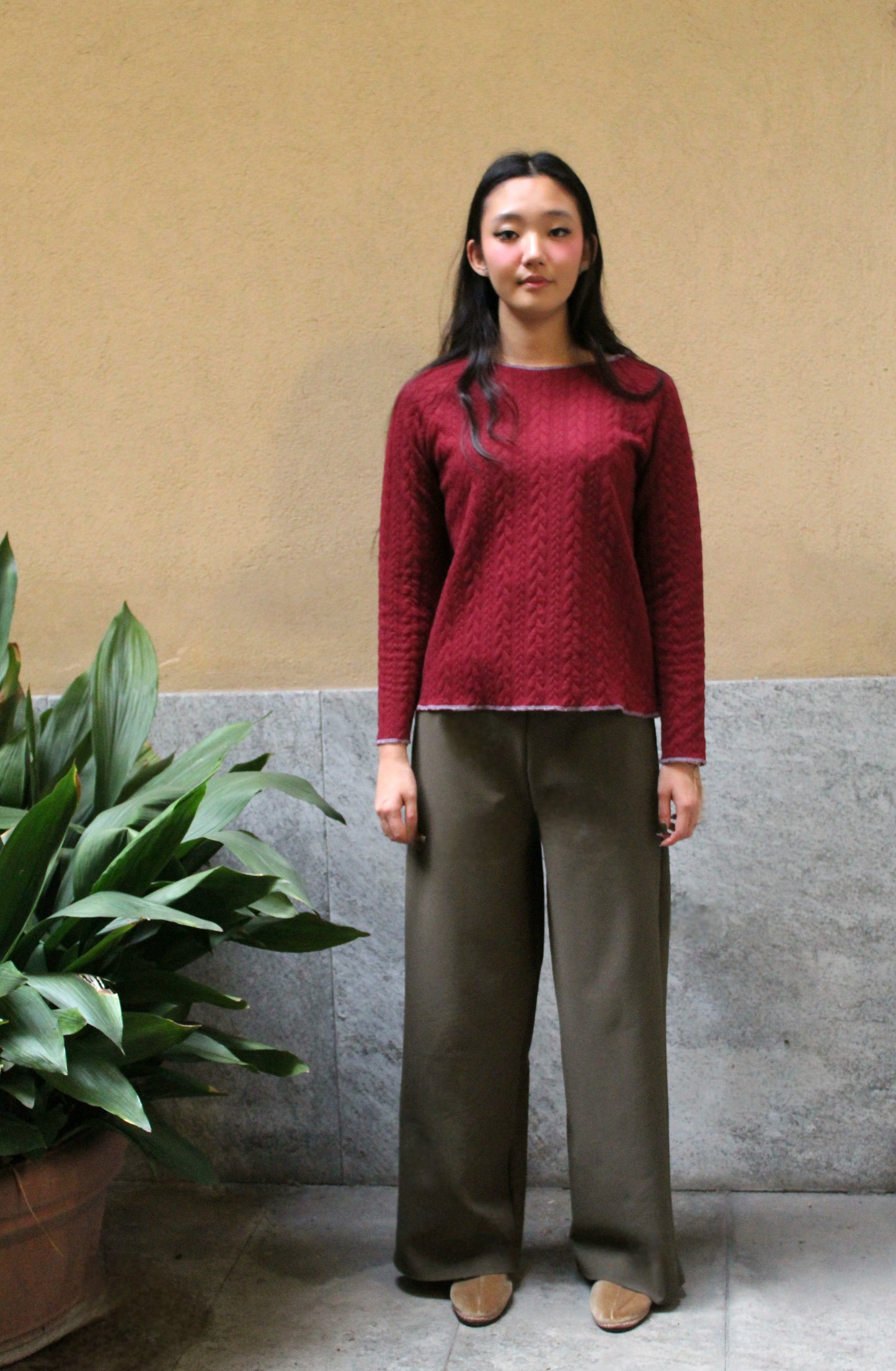 Jogger con elastico in vita scuba felpato verde militare