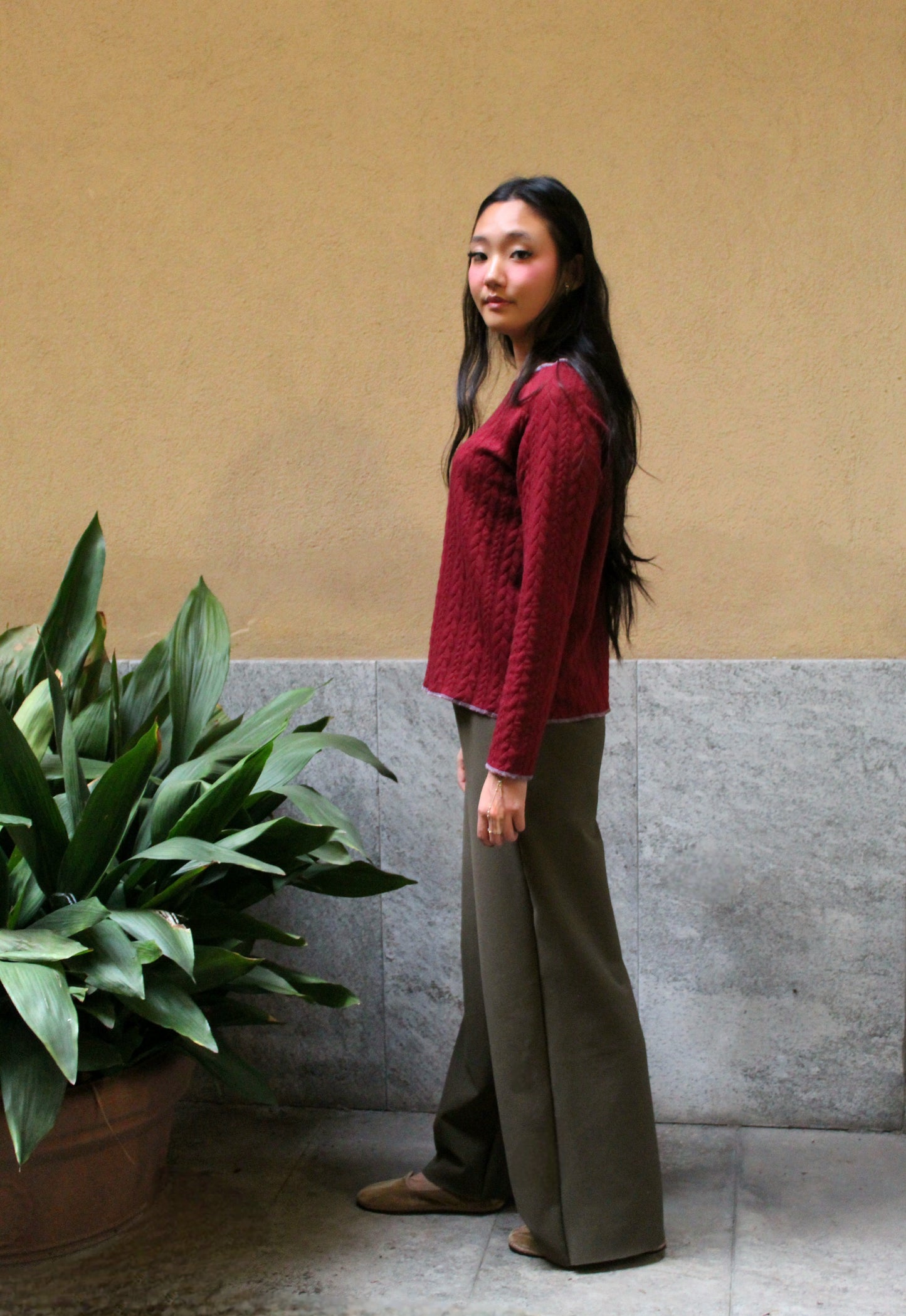 Jogger con elastico in vita scuba felpato verde militare